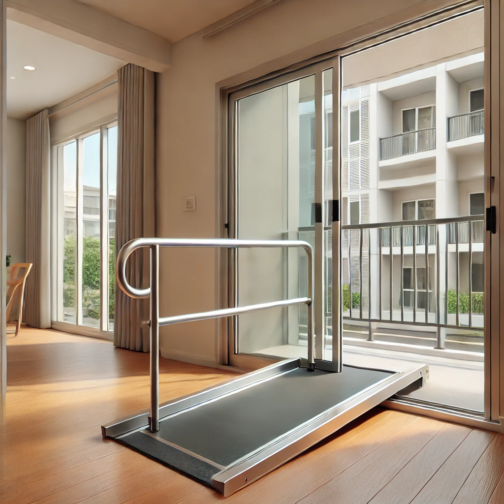 Schwellenrampe und Handlauf an einem Wohnungsübergang